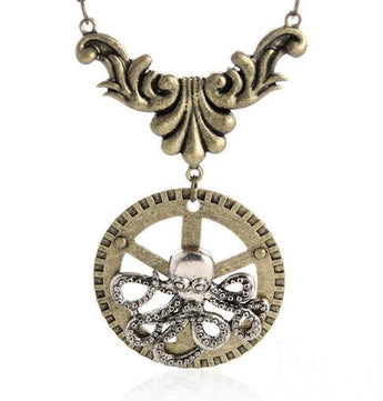 Steampunk pendant necklace - antique bronze plated