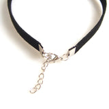 Flat Faux Suede Cord Choker Necklace with Saturn Pendant