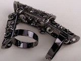 Victorian Gothic Knuckle Ring with Rhinestones