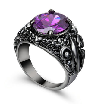 Vintage Victorian Ring with Purple Cubic Ziconia Stone