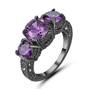 Vintage Victorian Ring with Purple Cubic Ziconia Stone