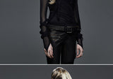 Punk//Gothic Top with meshed long sleeves and hood