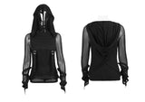 Punk//Gothic Top with meshed long sleeves and hood