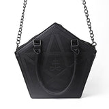 Pentagram shaped Shoulder Handbag with Chain and Pentagram pattern