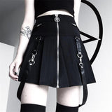 Punk Gothic A Line Skirt with Zippers