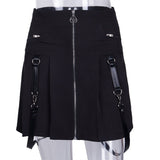 Punk Gothic A Line Skirt with Zippers