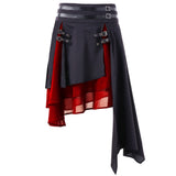 Faux Leather Asymmetric High Waist Skirt