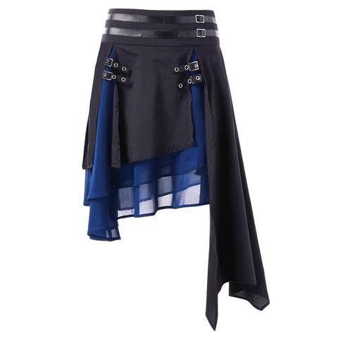 Faux Leather Asymmetric High Waist Skirt