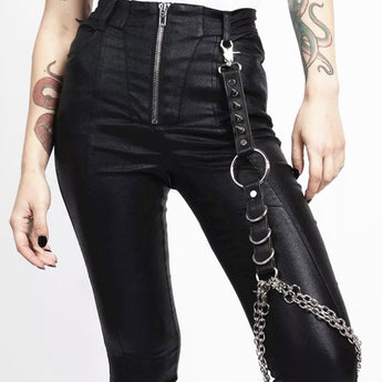 Punk Rock Leg Garter with Chains and Rivet Spikes
