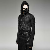Men's Punk Rock/Street Punk Black Long Sleeve Men's shirt with hood
