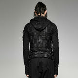 Men's Punk Rock/Street Punk Black Long Sleeve Men's shirt with hood