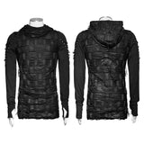 Men's Punk Rock/Street Punk Black Long Sleeve Men's shirt with hood