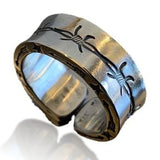 Ring Band with Barb Wire and Thorn pattern