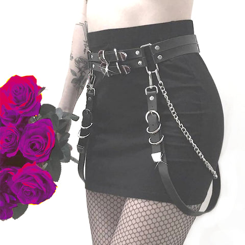 Gothic Punk Double Garter Belt with Chain PurePunkRock Gothic Punk Double Garter Belt with Chain PurePunkRock