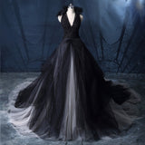 Gothic Sleeveless Halter Tulle Wedding Gown